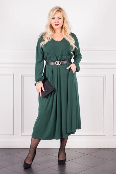 Immagine di PLUS SIZE BOTTLE GREEN DRESS WITH UNDER BUST CUT OFF